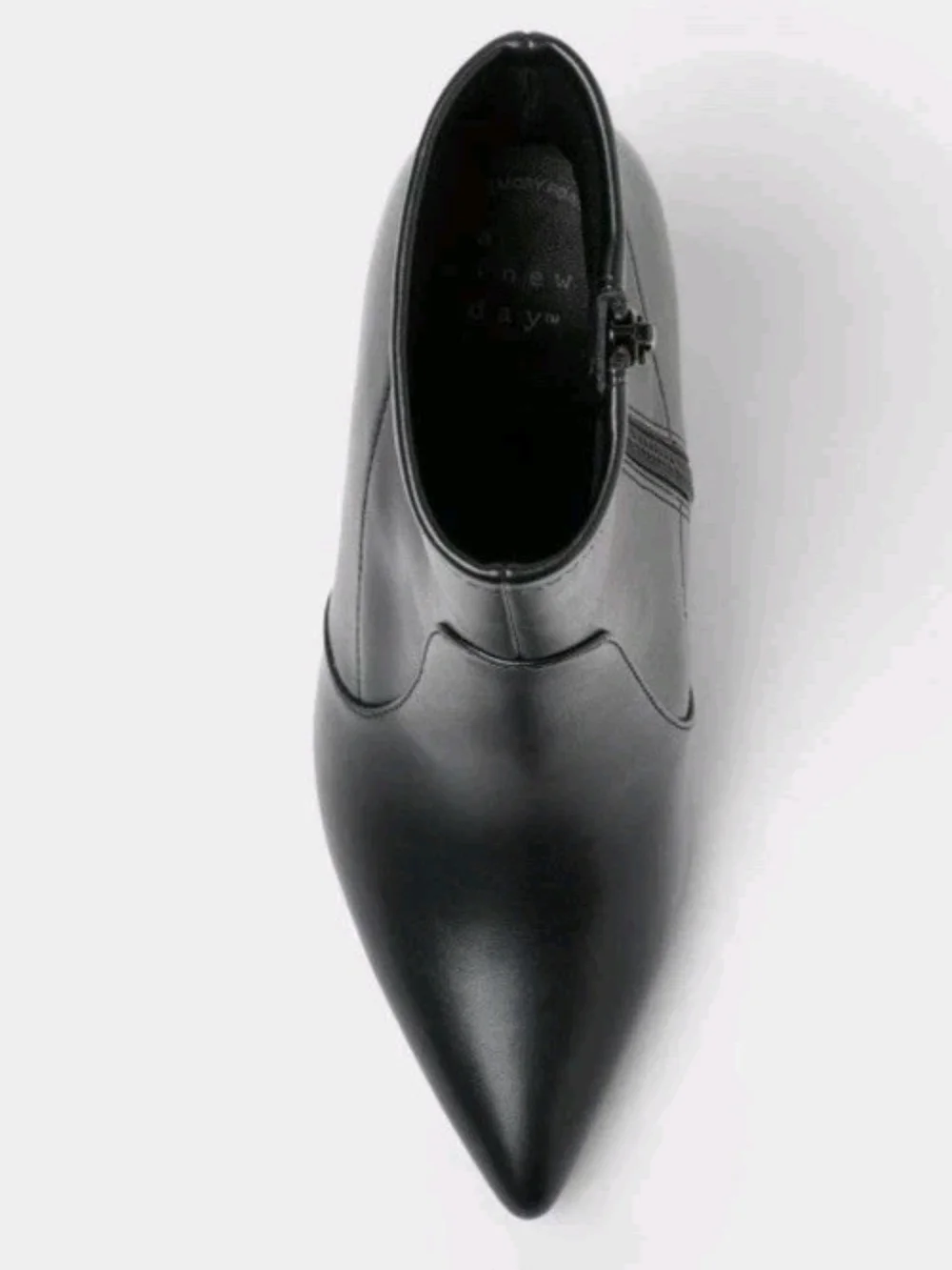 a new day Black Ankle Boots with Cream Block Heel